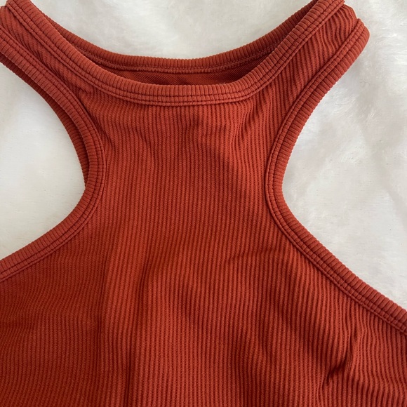 Rust Red Ribbed Crop Top - Picture 2 of 5